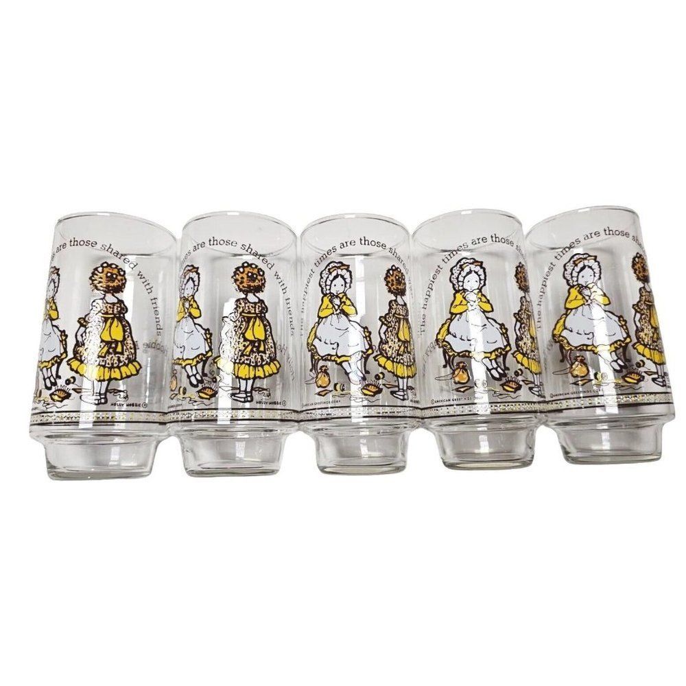 Vintage Holly Hobbie Coca-Cola Happy Talk Collectible Drinking Glasses-Set Of 5